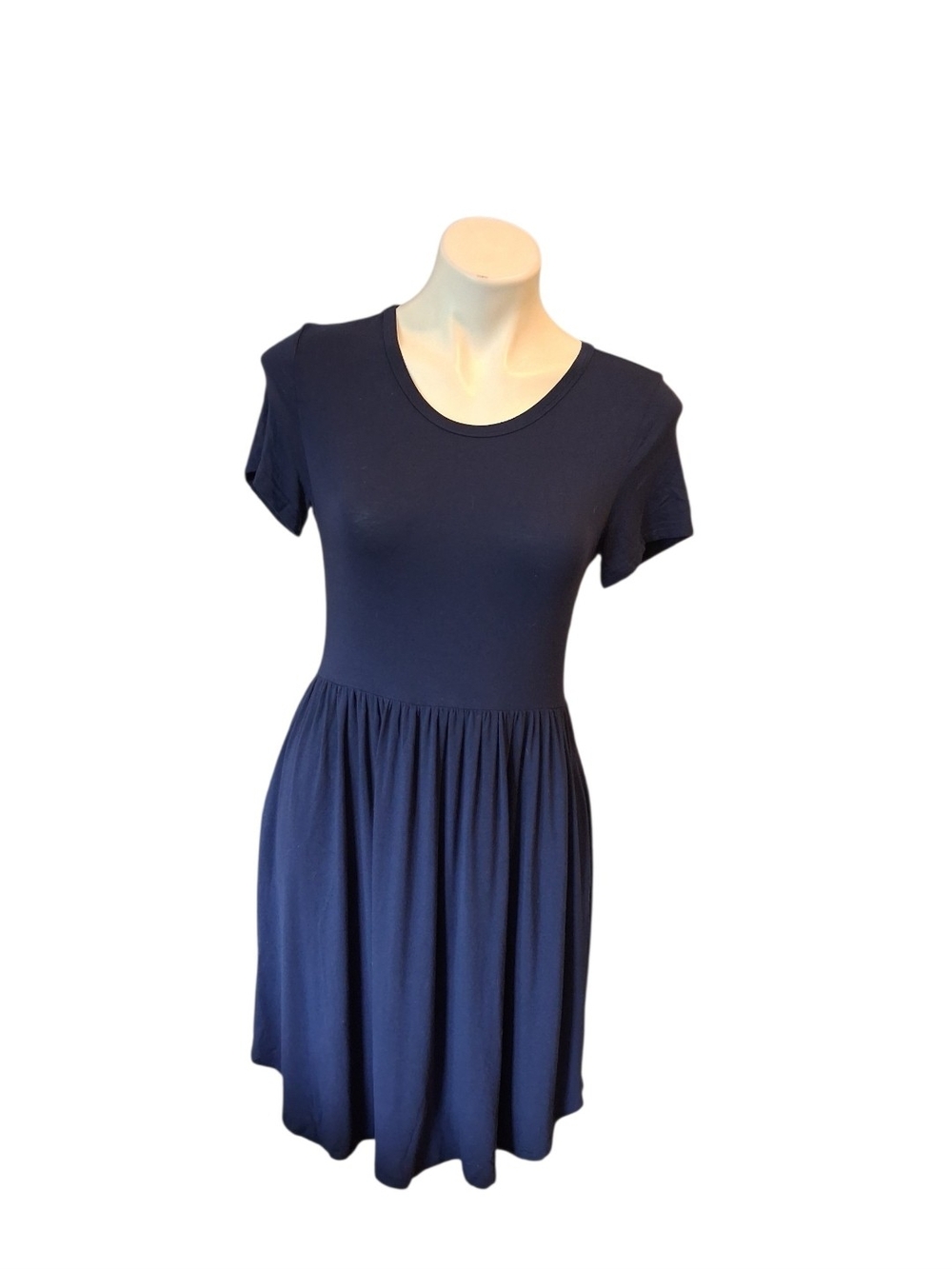 Classic Navy Short-Sleeve Fit & Flare Dress - Women